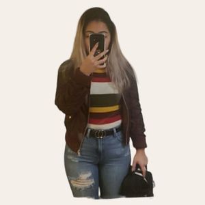Charlotte Russe Burgundy Bomber Jacket